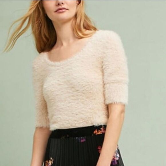 Anthropologie KNITTED & KNOTTED Isola Eyelash Pullover Sweater L - Picture 1 of 9